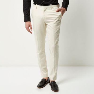 White skinny suit trousers